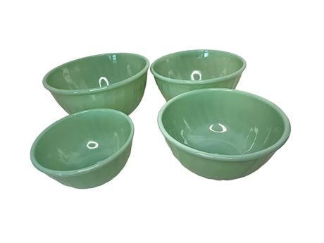1950s Fire King Jadeite Swirl Mixing Bowls