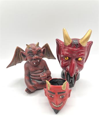 Ceramic Hand Painted Folk Art Devils