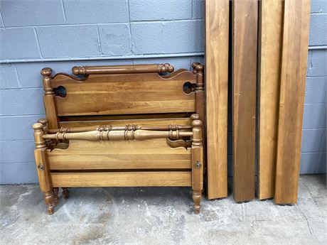 Two (2) Maple Twin Bed Frames