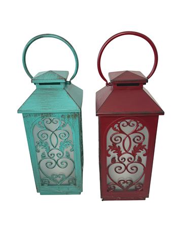Large Metal/Glass Light-up Lanterns
