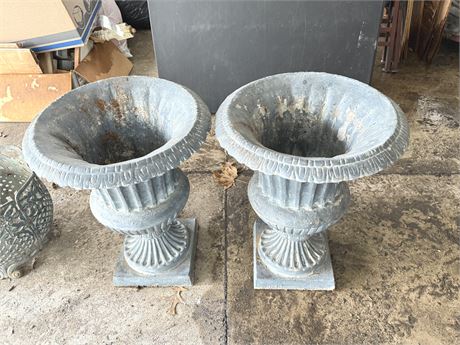 Two (2) Metal Urn Planters