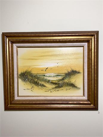 Beach Oil Painting Signed by Artist