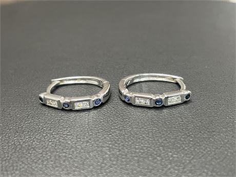 14kt White Gold Diamond Sapphire Earrings