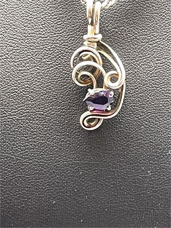 Amythest and Sterling Pendant