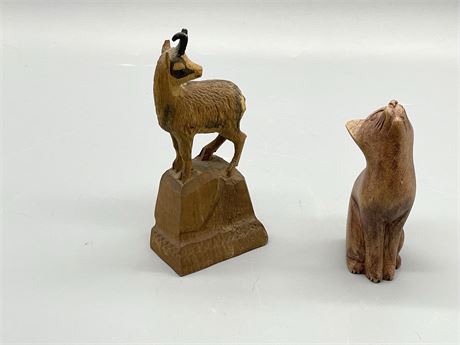 Pair of Carved Wooden Animals