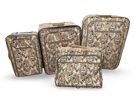 Vintage Tweed Floral Suitcases