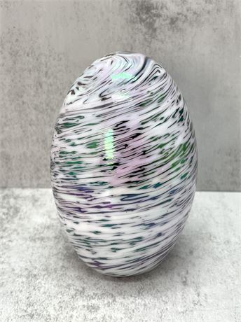Iridescent Swirl Art Glass Paperweight