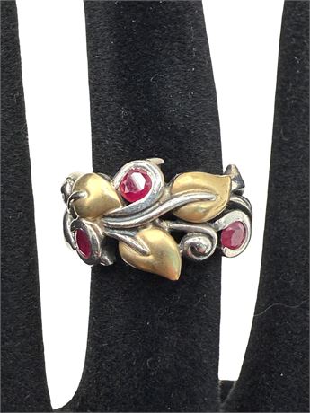Barbara Bixby Sterling and 18k Vine Leaf Ring