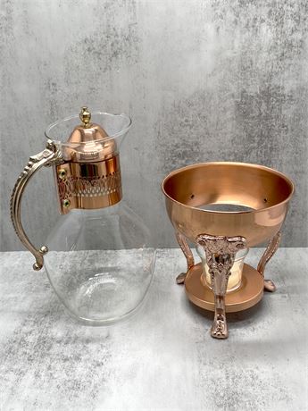 Vintage Copper and glass Ornate Coffee/Tea Carafe
