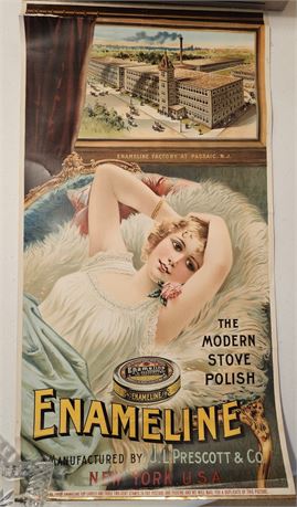 Enameline Stove Polish Advertisement Banner