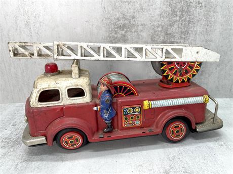 Vintage Tin Friction Fire Truck Japan