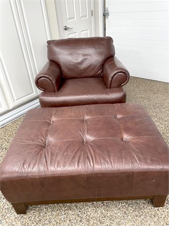 Linden Street Leather Chair and Ottoman