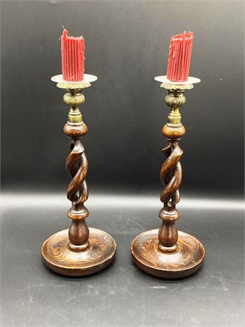 Carved Wooden Candlesticks
