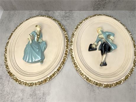 Chalkware Colonial Figure Wall Plaques