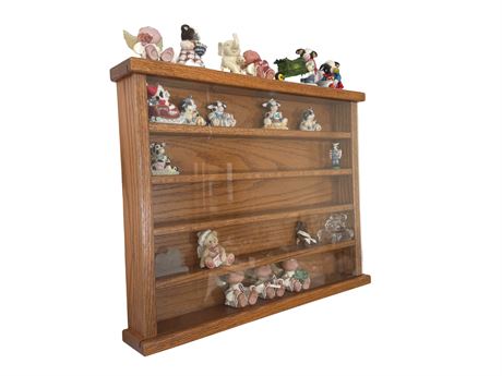 Wood Display Cabinet w/ Extras