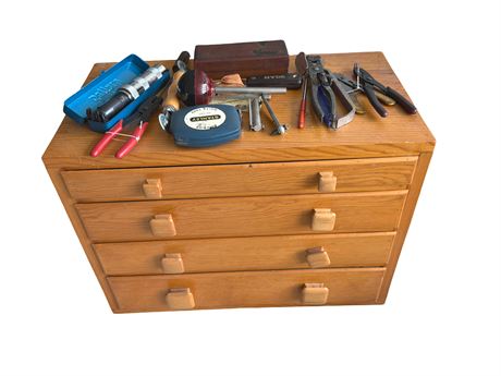 Oak Machinists Tool Chest with Tools