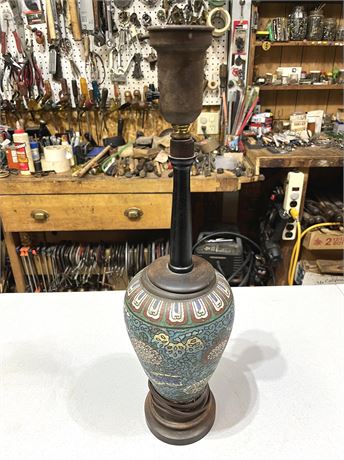 Japanese Bronze Champleve Lamp