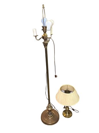 Brass Floor and Table Lamps