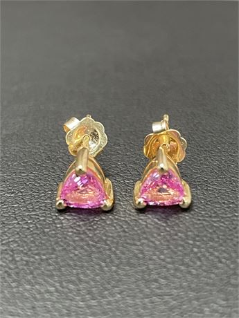 14kt Yellow Gold Pink Sapphire Earrings