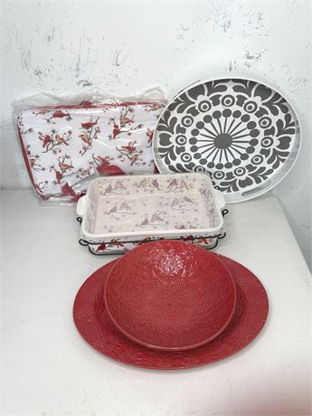 Ceramic Serving Plate, Bowl and Casserole Dish