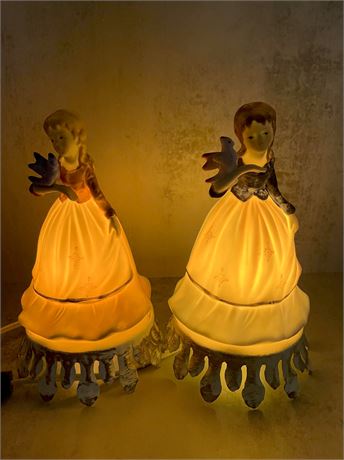 Sanderson's Porcelain Girl Figurine Lamps
