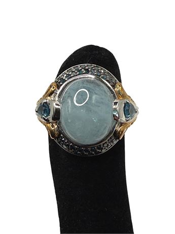 Victoria Wieck Milky Aquamarine Blue Topaz Sterling Silver Ring
