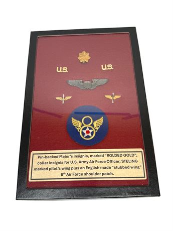 WWII Era US Military Badges and Patch w/ Rolled Gold and Sterling
