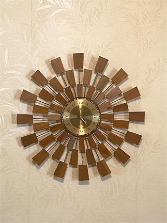 Seth Thomas Grandeur Sunburst Wall Clock Walnut