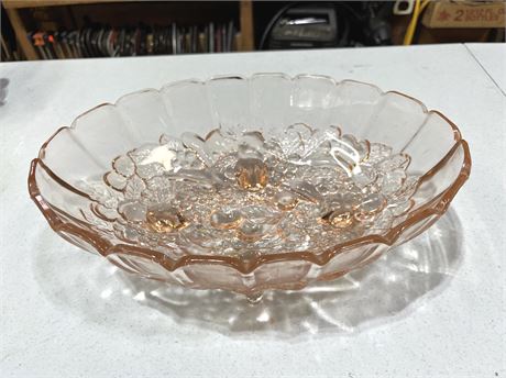 Pink Indiana Glass Footed Bowl