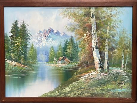 Mountain Landscape Oil on Canvas Signed Taylor