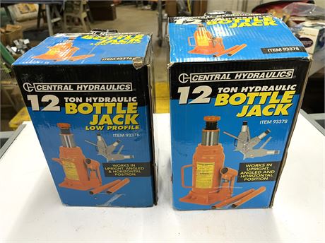 12-Ton Hydraulic Bottle Jacks (x2)