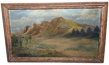 Vintage Dessert Mountain Landscape Painting on Canvas