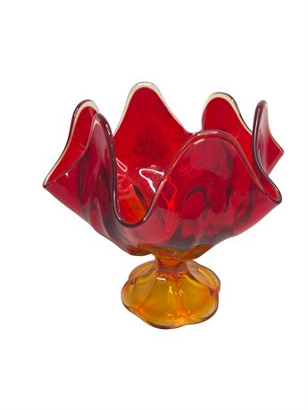 L.E. Smith Amberina Flame Compote Dish