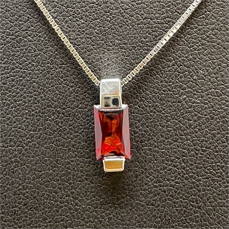 14kt White Gold Ruby Pendant Necklace
