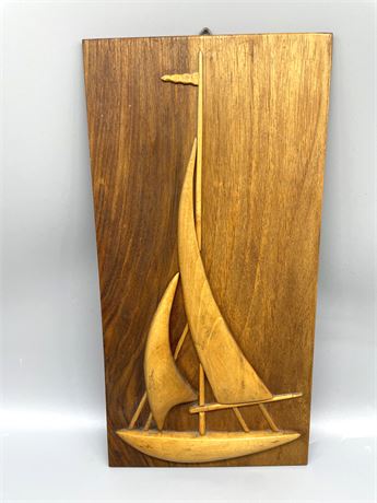 Carved Wood Sailboat