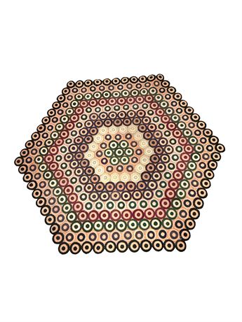 Antique Hexagonal Hand Stitched Penny Rug