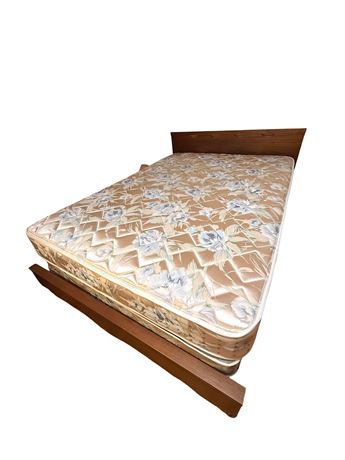Midcentury Modern Full Size Bed Frame w/ Mattress