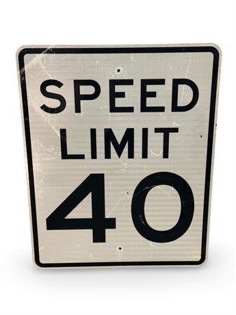 30" x 24" 40 MPH Metal Road Sign