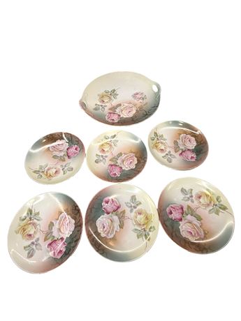 Rose Motif Germany Matching Porcelain Plates