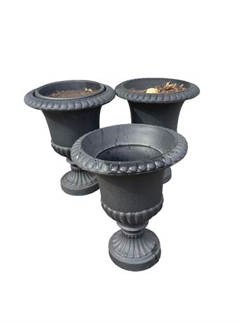 Three (3) Large Plastic Urn Planters