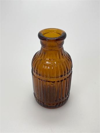 Antique Amber Ribbed Medicine Bottle