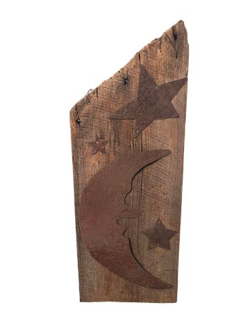 Moon and Stars Rustic Wood/Metal Sign