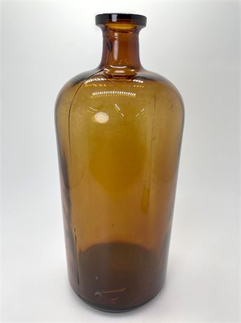 Large Illinois Glass Amber Apothecary Bottle