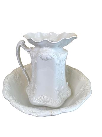J&G Meakin England Porcelain Water Basin and Pitcher