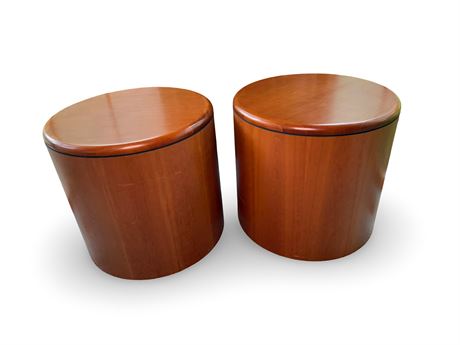Vintage Cylinder Round End Tables