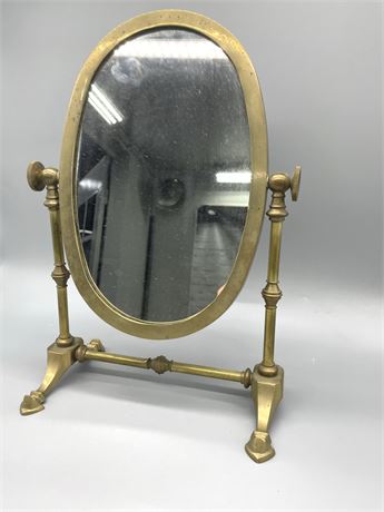 Brass Cheval Form Mirror