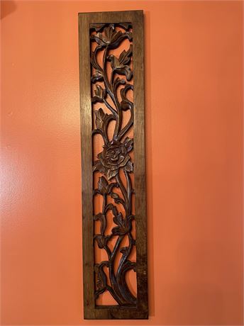 Carved Wood Rose Wall Art