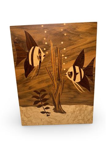 Inlaid Wood Fish Wall Art