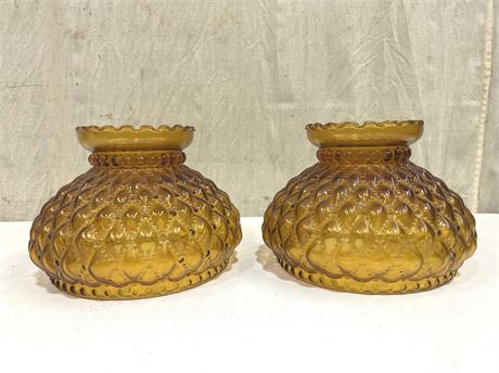 Matching Amber Glass Hurricane Lamp Shades