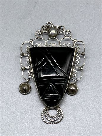 Black Onyx & Sterling Pendant